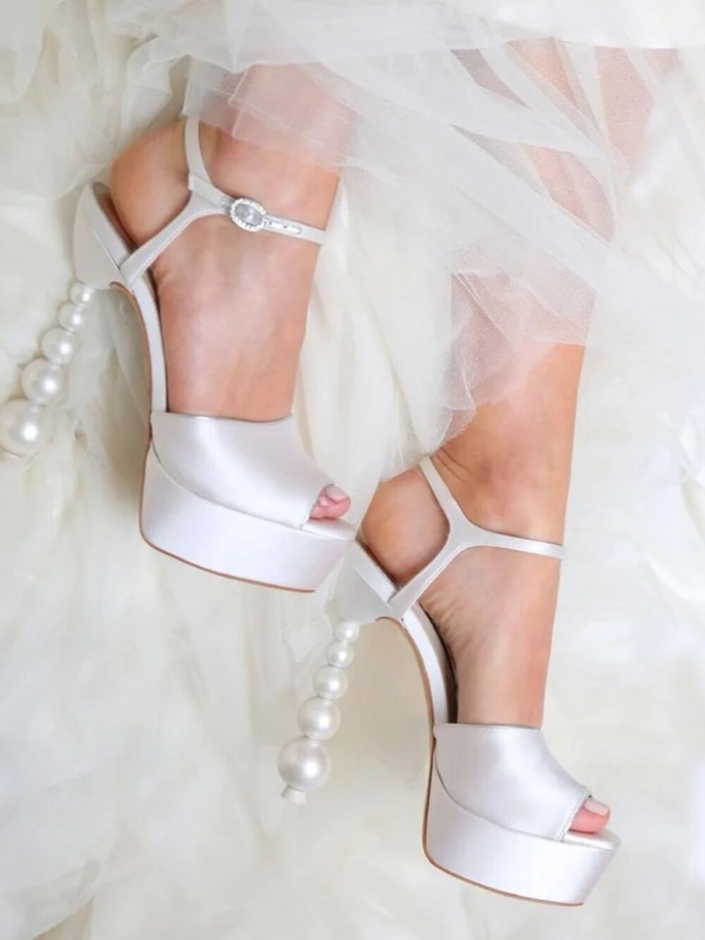 NIB Sophia Webster Perla Ivory Platform Wedding Heels Pearl Bridal Shoes Size 36